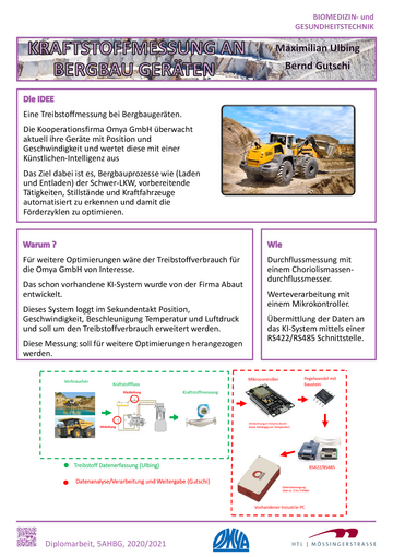 Kontinuierliche Messung des Kraftstoffverbrauches von Bergabbaugeräten